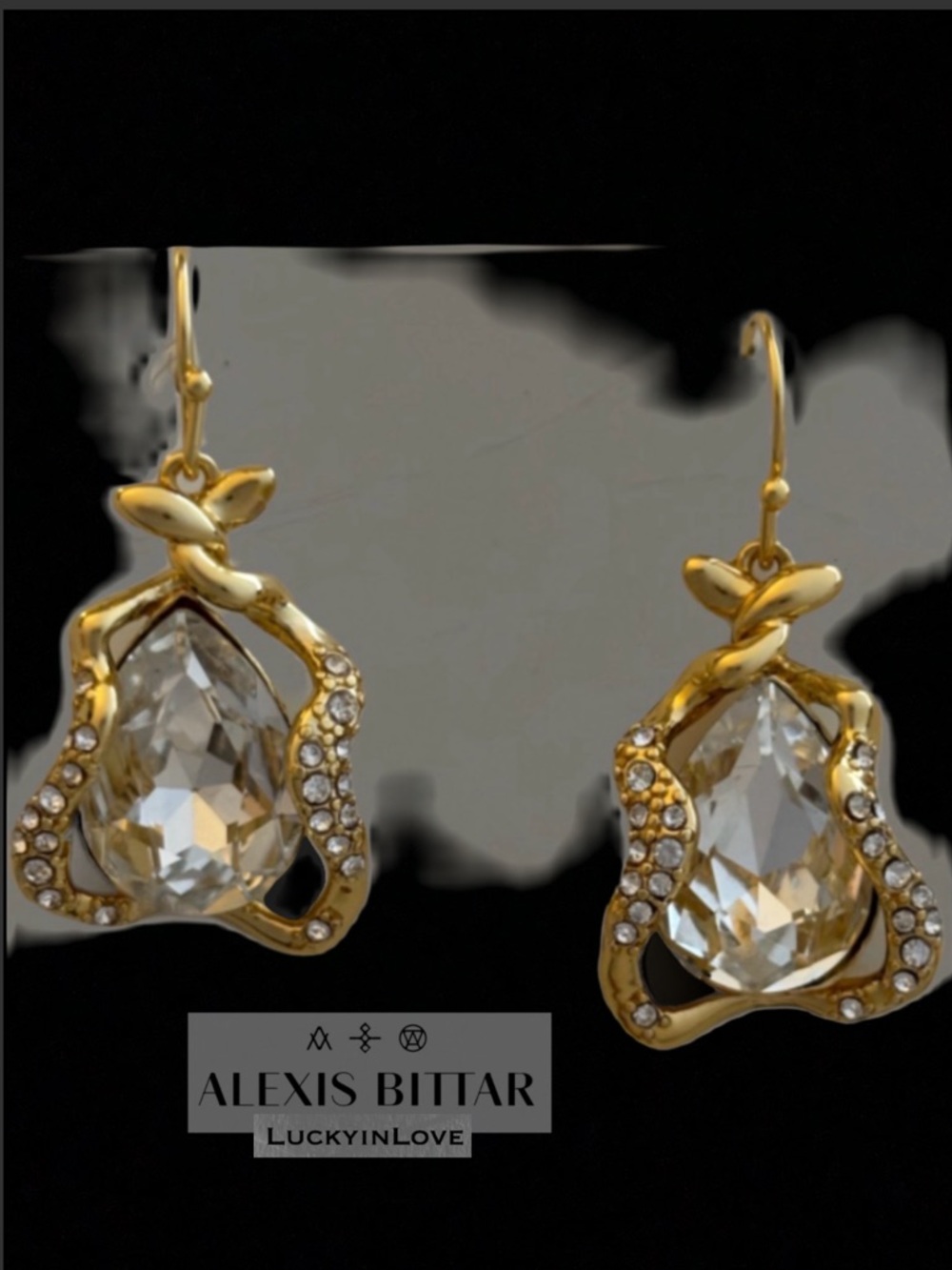 ALEXIS BITTAR • Brut Asterales Love Knot Twining CZ  Crystal Drop Earrings - Picture 2 of 16